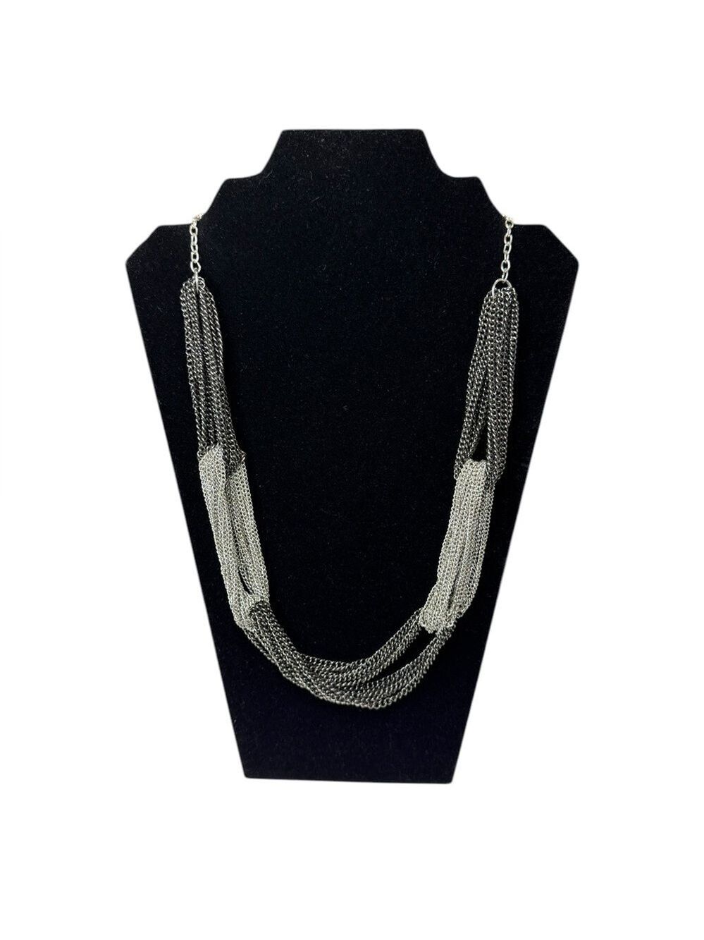 Express Twisted Gunmetal/Silver Chain Necklace